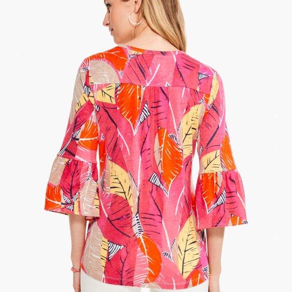 Nic and Zoe Linen/Modal Feather Leaves Top XS - Picture 8 of 8